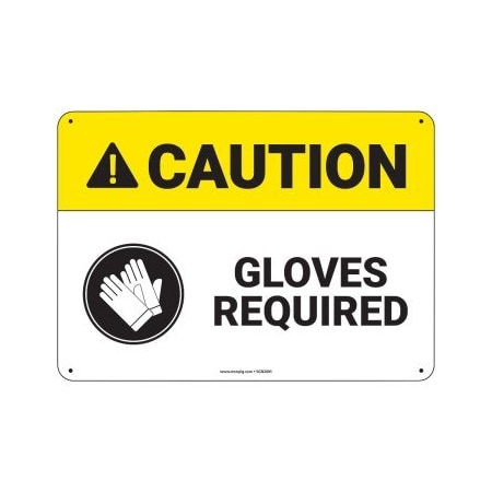 Pig PIG Gloves Required Sign 10" x 7" Aluminum 10" L x 7" H SGN2001-7X10-ALM